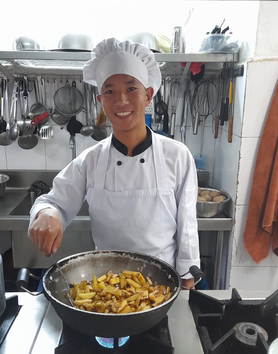 Now working as an assistant chef